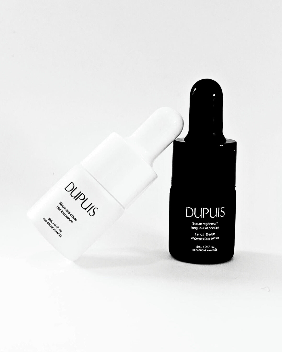 Échantillons des deux sérums capillaires Dupuis