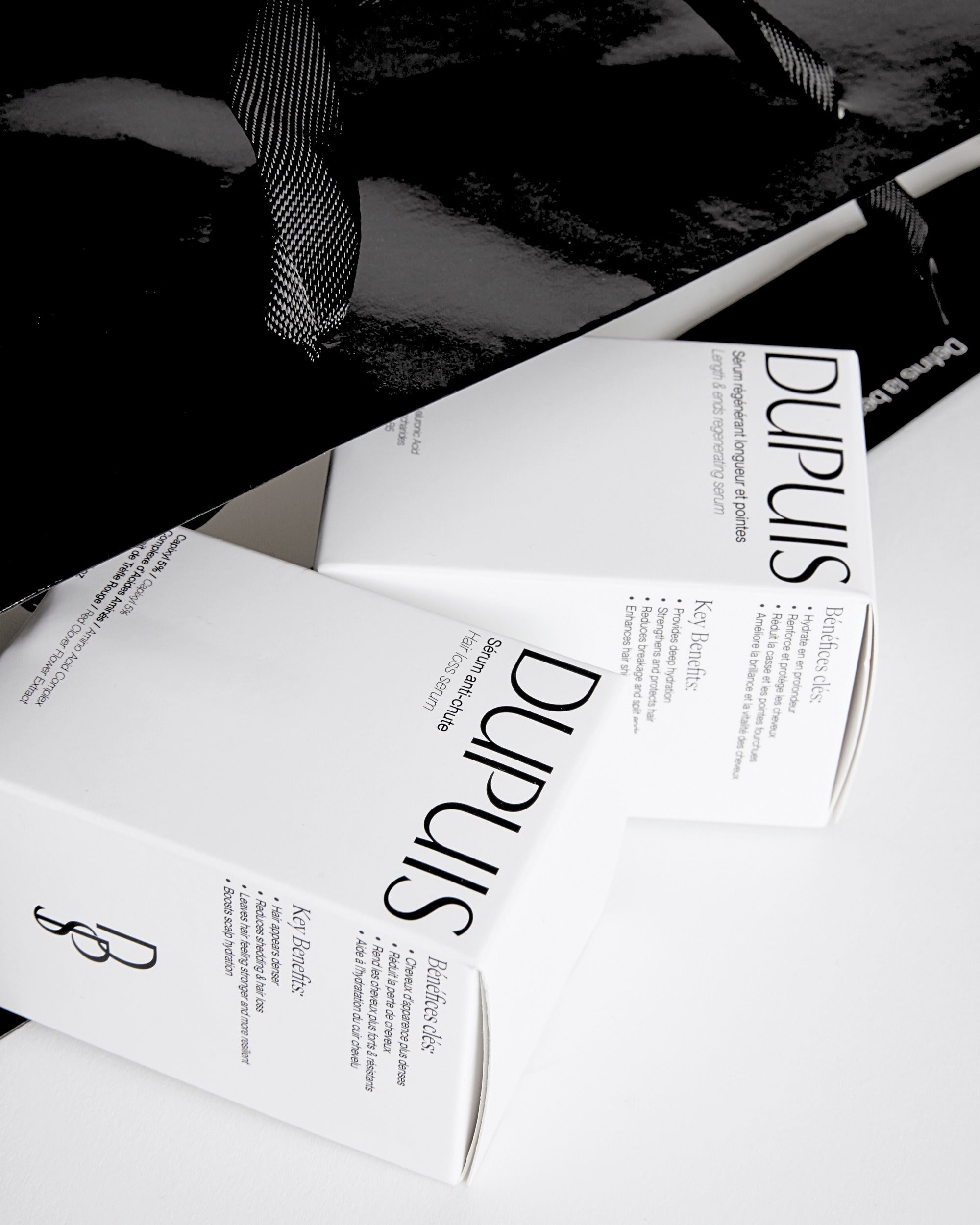 Sac noir Dupuis contenant les deux serums