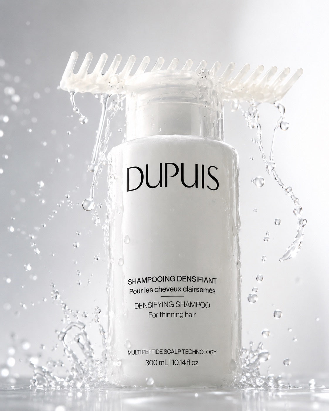 DUPUIS Densifying Shampoo under water with a hair comb